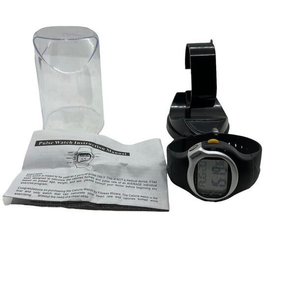 Calorie Watch By Fitness Wizard Digital Pulse Unisex Black Band Men Women - Picture 9 of 9